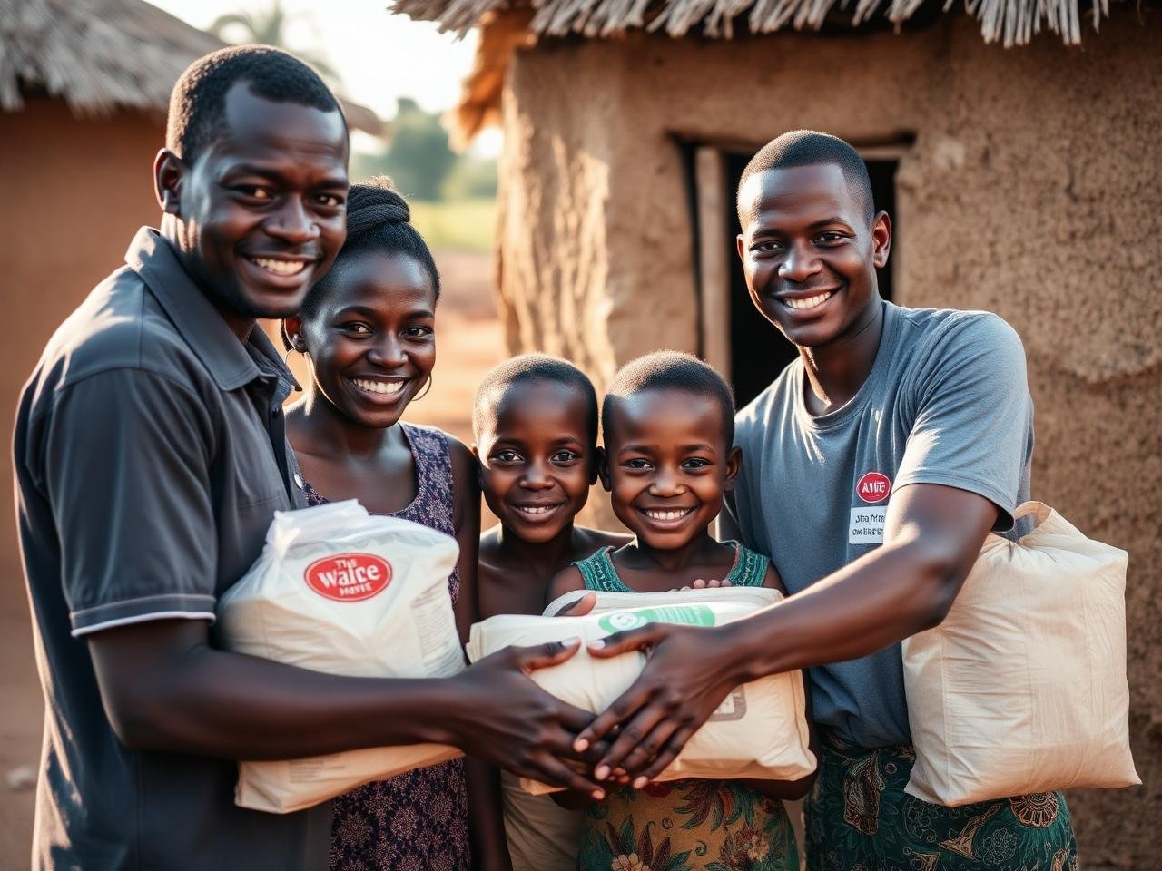Volunteers delivering food to a family in Malawi